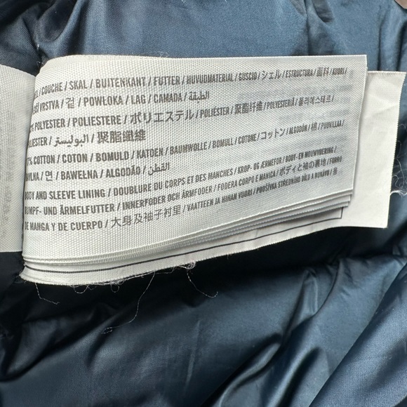 Abercrombie & Fitch Ultra Down Puffer Faux Fur Hooded Jacket Sz Small Navy Blue - Picture 6 of 6